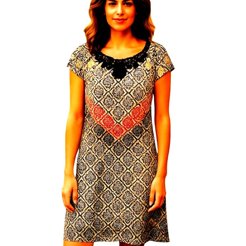 Be Be Small Hi Slits Women's Short Sleeve Maxi BOHO Sun Dress Miss Size 4 6 S